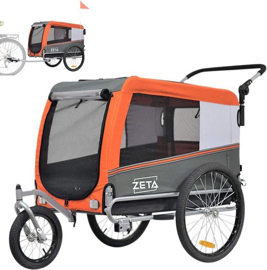 Fietskar voor Kinderen en Huisdieren - Veilig Vervoer met Verstelbare Handgreep (Oranje, Maat L) van Merkloos