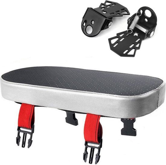 Fietsstoeltje achterop elektrische fiets - achterzitje met voetsteuntjes - zilver van Merkloos