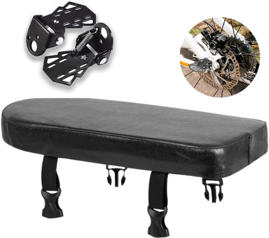 Fietsstoeltje Achterzitje - Met Voetsteuntjes - Fietsstoeltje set - Fietszitje Achter - Bagagedrager Kussen - Elektrische Fiets/ Fietsen/Elektrische Scooter - Universeel - Zwart van Merkloos