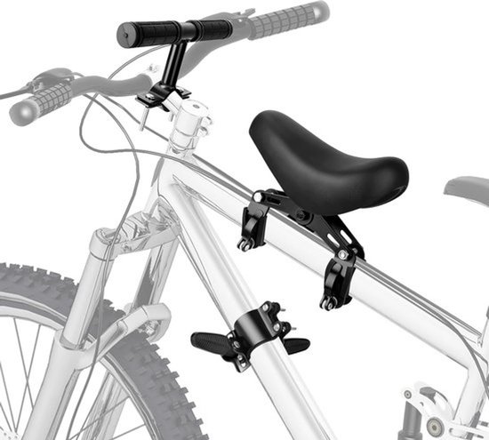 Fietsstoeltje - fietsstoeltje junior - fietszitje achter - zadel op stang - achter fietszitje - met voetsteunen en handgrepen - ergonomisch design - veilig en comfortabel - mountainbike zitje voor kind - veilig en comfortabel - zwart
