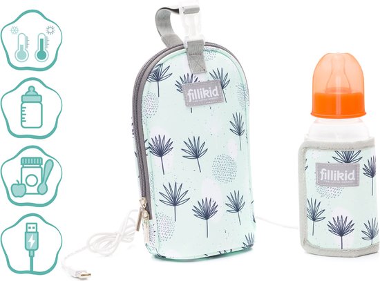 Fillikid Flesverwarmer - Flesverwarmer voor onderweg incl USB - Babyvoeding Verwarmer - Voor thuis en onderweg - Palm van Fillikid