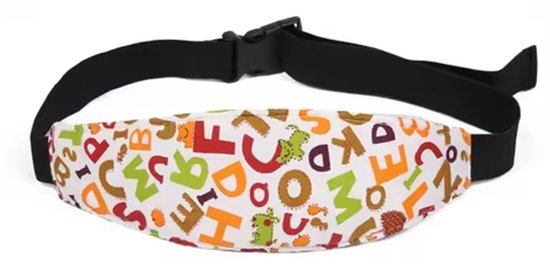 Finnacle - Veilige Autorit - Hoofdsteun voor Kinderen - Verstelbare Hoofdband - Comfort Kussen - Slaapband - Alfabet Dieren - Vakantie - Auto Slaap - Veilig Slapen