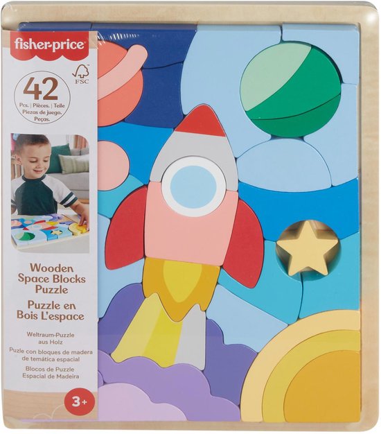 Fisher-Price Houten Ruimteblokkenpuzzel - Vormenpuzzel van Fisher Price