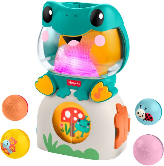Fisher-Price Lichtgevende en Rollende kikker - muzikaal balspel voor baby's en peuters