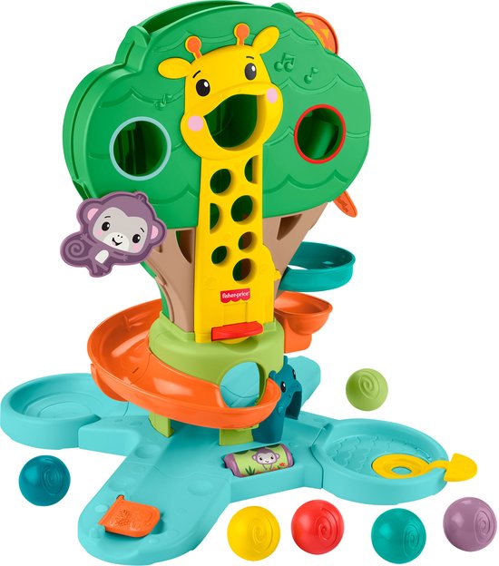 Fisher-Price Zit en Sta Jungleboom - Muzikaal ballenspel voor baby en peuter met 6 ballen
