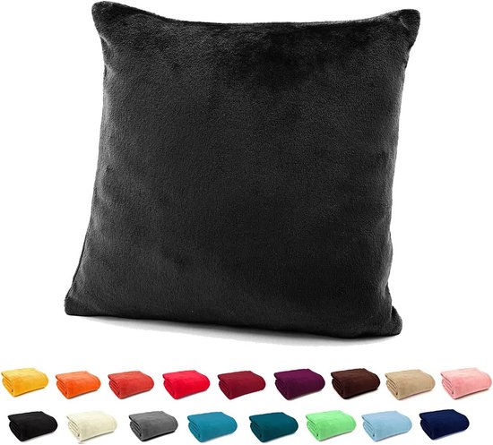 Flanel knuffelkussen 40x40 cm - Zacht Pluche Sierkussen met Ritssluiting van Merkloos