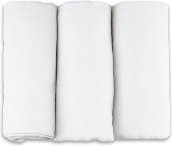Flanellen Luiers -  3 Pack - 80cm x 80cm - Wit - FENSILO van Fensilo