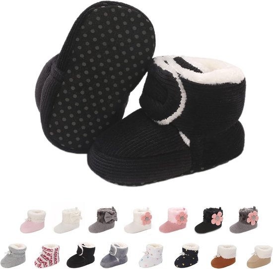 Fleece Babybooties voor Nieuweborn, Warme en Antislip Zolen voor Winter, Verstelbare Skoen voor Kruipende Baby's van 0-18 Maanden