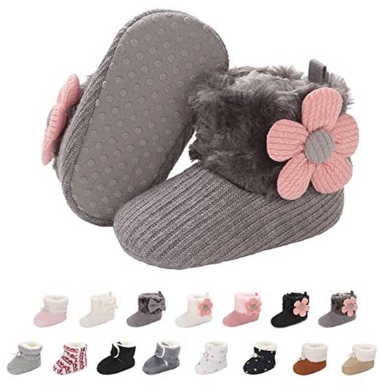 Fleece Babyschoen voor Pasgeborenen - Warme Antislip Laarzen voor Binnen en Buiten - Verstelbare Sokken voor Gemakkelijke Pasvorm 0-18 Maanden van Merkloos