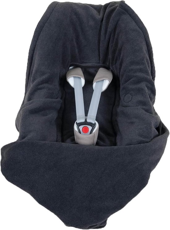 Fleece Omslagdeken met Riemsleuven voor Autostoelen en Buggy - Antraciet