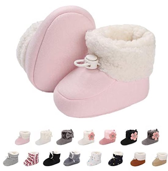 Fleece pasgeborenen booties - warme antislip schattige winterschoenen voor baby's en peuters 0-18 maanden