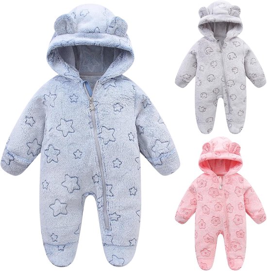 Fleece Snowsuit voor Baby's met Oortjes en Kap van Merkloos