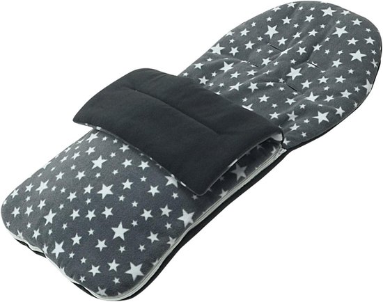 Fleece Voetenzak - Babyzak Kinderwagenzak - Baby Warm Houden - Zachte Fleece Voering - 85 x 415 cm - Grijs Sterrenpatroon