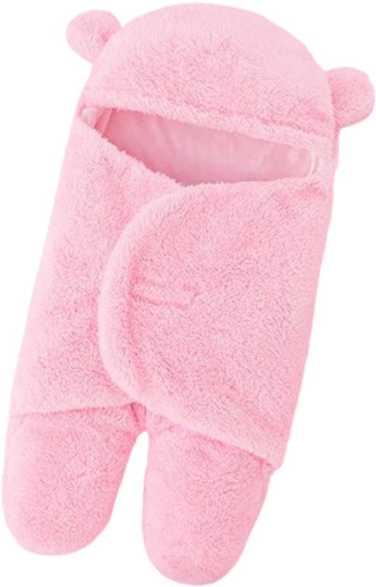 Fleece wikkeldeken roze - Teddy wikkeldeken - Inbakerdoek teddy - Wikkeldoek winter zacht - Fleece winterpak baby - Voetenzak baby van Merkloos