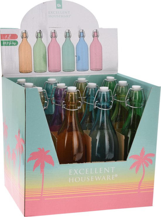 Fles 1 liter met beugel geel