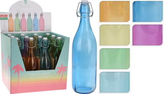 Fles 1 liter met beugel geel