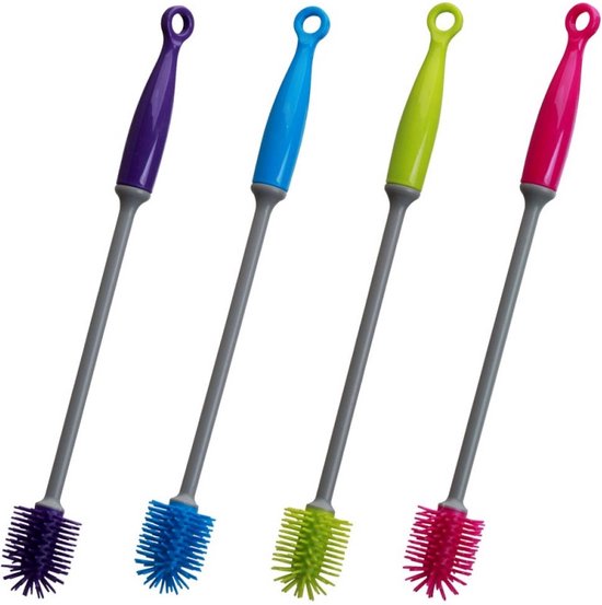 Fles afwasborstel - 30 x 3.5 cm- Flessenborstel - Babyfles afwasborstel - Drinkflesborstel - Glazenborstel van Merkloos