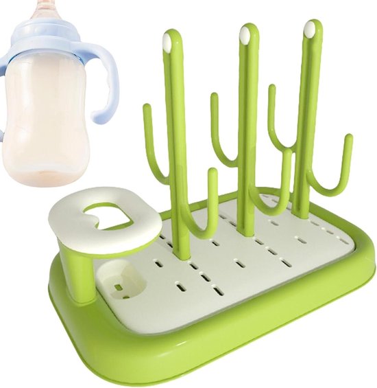 Fles Drogen Rek - Baby Accessoires Houder - Baby Spullen Organiseren - Ruimtebesparend Stapelbaar - 25x21x25 cm - Groen