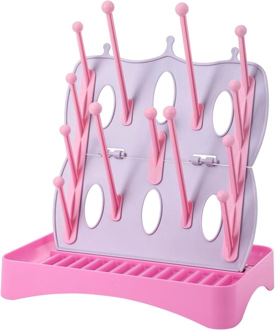 Fles Droogrek - Lekbak Organizer - Flessen Drogen - Ruimtebesparend Opvouwbaar - 25x17x30 cm - Roze