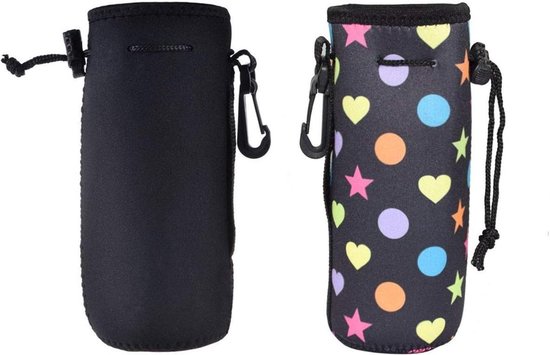 Fles Koeler Hoes - Isolatie Tas - Drinken Koel Houden - Neopreen Materiaal - 7.9 Inch Hoog - Zwart