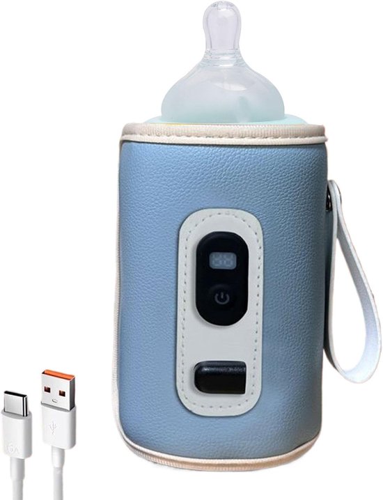Fles Verwarmer - Melk Warmer - Reizen Met Baby - Snelle Verwarming - 14x8x8cm - Blauw