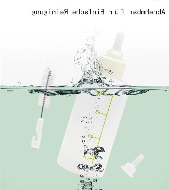 Fles voor het voeden van kittens en puppy's, silicone babyfles met speenborstel, ideaal voor jonge dieren, 60 ml