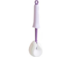 Flesborstel Set - Fles Reiniger - Flessen Schoonmaken - Hygiënisch Knijpontwerp - 31 cm Lengte - Paars