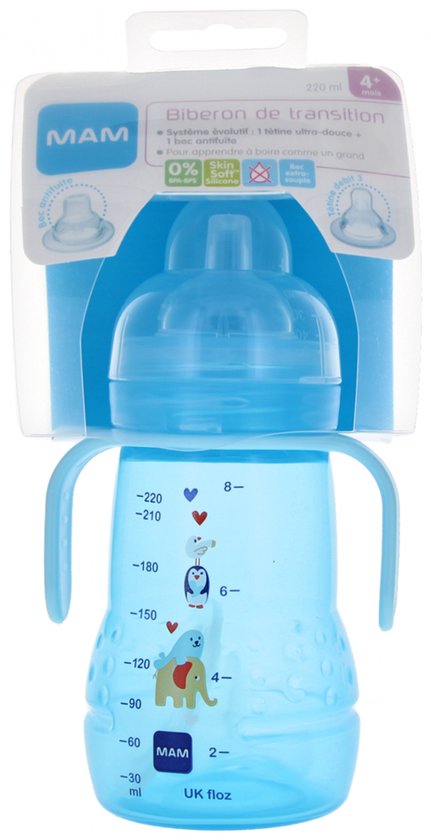 Flesje MAM Transition Blauw 220 ml