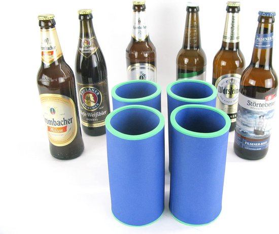 Fleskoelers Neopreen - Drankhoesjes - Drank Koel Houden - 5-6 mm Dik Materiaal - 0.5L Flessen - Blauw
