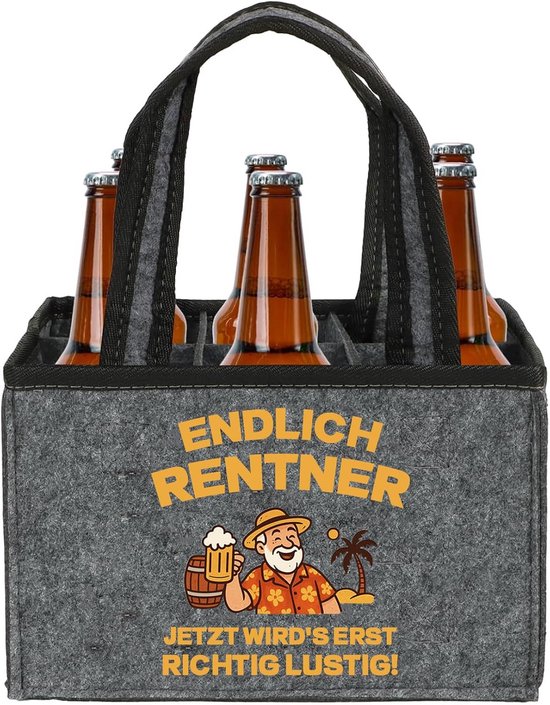 Flesopener Cadeau voor Mannen: Unieke Bier Flessentas van Vilt voor Pensioen en Afscheid