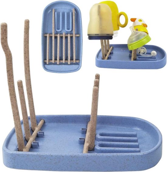 Flessen Droogrek - Afdruiprek voor babyflessen - Flessenhouder wasrek - Keuken glazen van glas en flesjes - Blauw Flessen Droogrek van Benjamins
