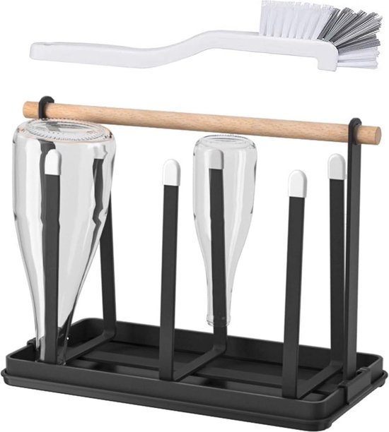 Flessen Droogrek Glazenhouder-Keukenbeker Droogrek-Mokken Opbergrek-Fles Droogrek-Houder voor 6 Flessen-SodaStream Flessen-Bekers Flessen Droogrek van HapiRm