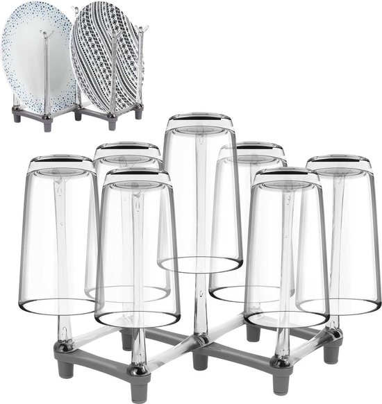 Flessen Droogrek Intrekbaar Grijs Opvouwbaar - Herbruikbaar Borden Mokken Waterflessen Flessen Droogrek van $