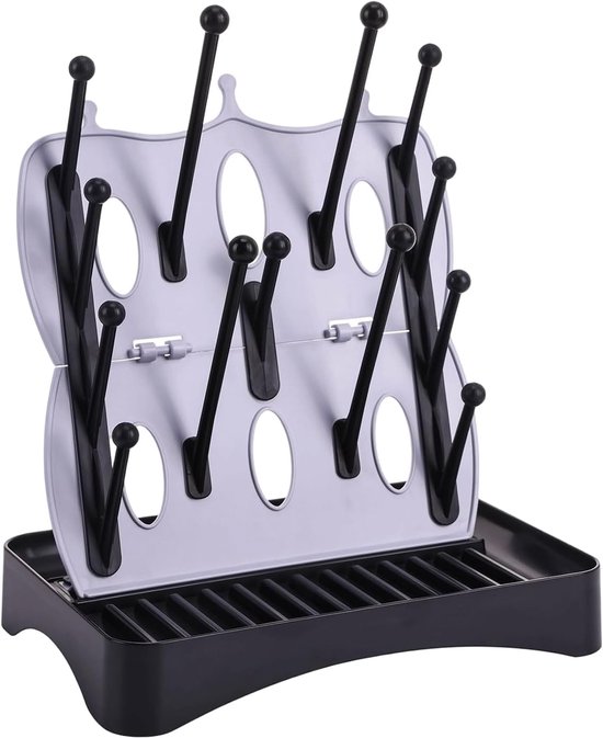 Flessen Droogrek - Opvouwbare Organizer - Baby Flessen - Ruimtebesparend Ontwerp - 5x18x5 cm - Zwart