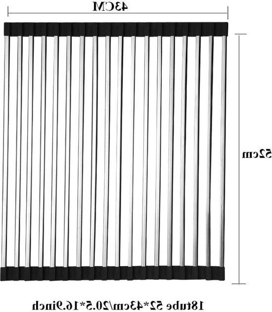 Flessen Droogrek Roestvrij Staal Oprolbaar Afdruiprek Oversized Keuken Opvouwbaar - Inklapbaar - 18 buizen 52 x 43 cm Flessen Droogrek van LuxeLife