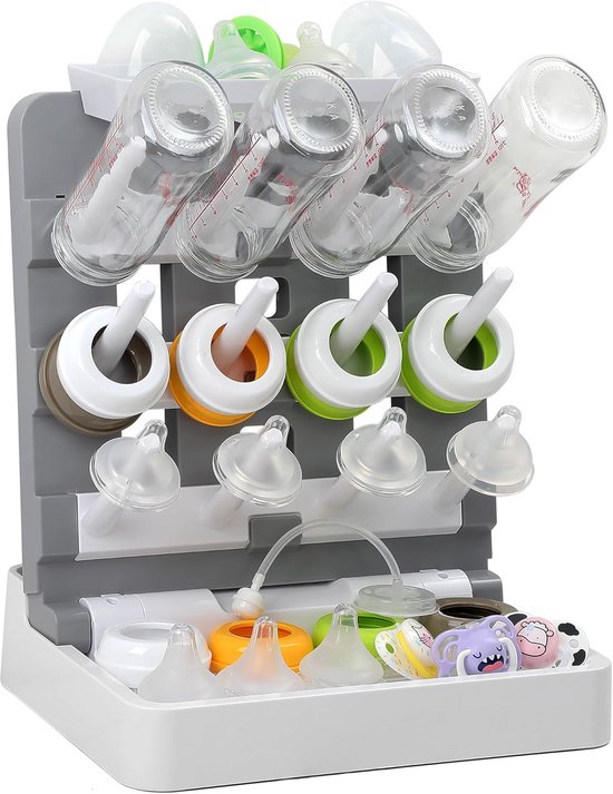 Flessen Droogrek voor Babyflessen - Verticaal en Ruimtebesparend - Droogrek voor 12 Flessen, Spenen en Accessoires