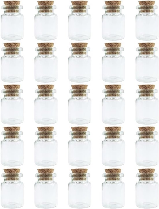 Flessen, Glazen Flesjes Met Kurk, Flessen Met Kurk Kleine, Terrarium Kleine, Geschikt voor Doe-Het-Zelf Decoratie