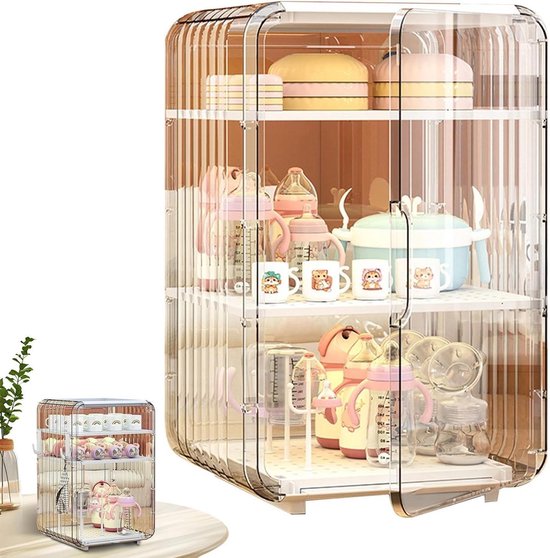 Flessen Organizer - Baby Spullen - Stofvrije Opslag - Antislip Basis - 165x295x165 cm - Wit