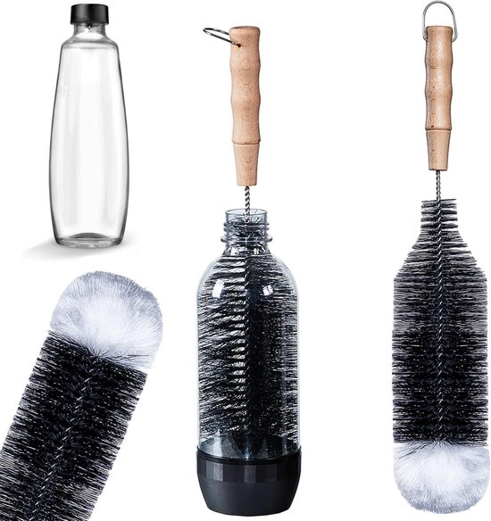 Flessenborstel 1 liter compatibel met SodaStream Duo glazen fles - PET-fles - KST-fles - Easy fles - Powerfles - Wolkop - Lange Steel