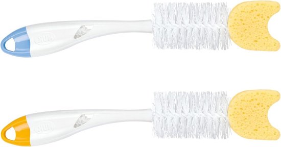 Flessenborstel 2 in 1 met spons - kleur niet te kiezen - 2-pack - Nuk 10256278