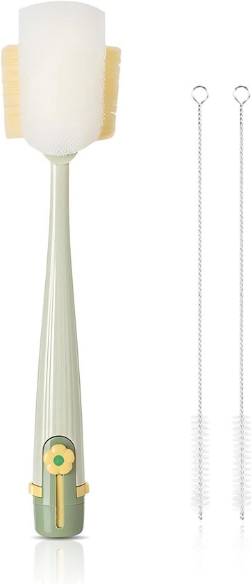 Flessenborstel - 5-in-1 multifunctionele flessenborstel met spletreinigingsborstel - rietjesborstel - reinigingsborstel - voor thermosflessen - rietjes - glazen flessen - drinkflessen - keukenaccessoires - schoonmaaktools