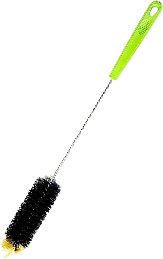 Flessenborstel Lange steel - Karaf reiniger - Hygiënisch reinigen - Flexibele borstelharen - 40 cm lengte - Zwart