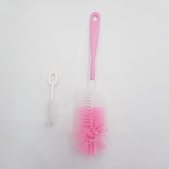 Flessenborstel set 2 stuks- 2 Maten Roze - Speen borstel - Flessen reiniger- Babyflessen reiniger- Babyflessen borstel - Flessenborstel baby Drinkfles borstel Roze