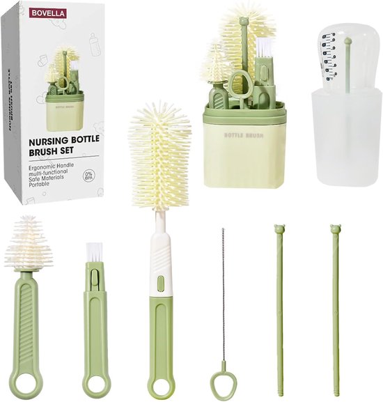 Flessenborstel Set - Baby Reiniging - Baby Flessen - 6-in-1 Kit - 204 gram - Blauw