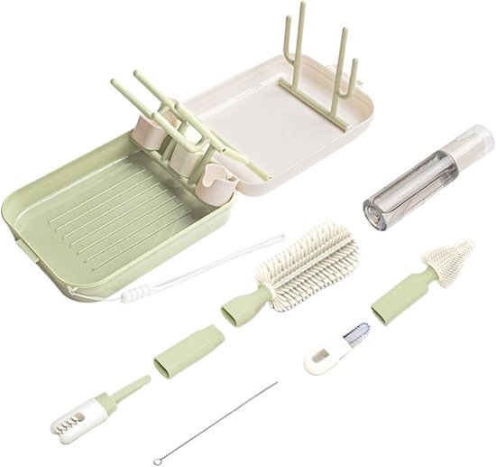 Flessenborstel Set - Speenreiniger - Hygiënisch Reinigen - Magnetische Koppen - 18x14x6 cm - Niet gespecificeerd