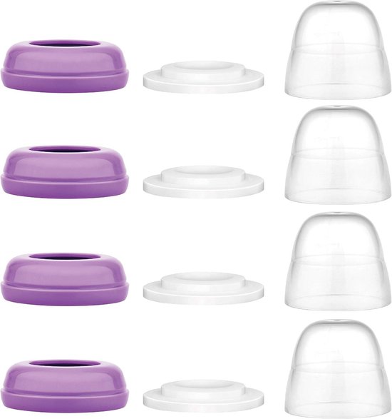 Flessendopjes en afdichtschijven - Flesdeksels afsluiters - Borstvoeding organiseren - Lekvrije afdichting - 4 stuks - Wit