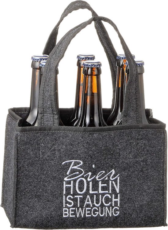 Flessendrager van Vilt voor 6 Flessen - Bierhouder met Handvat - Luxe Geschenktas