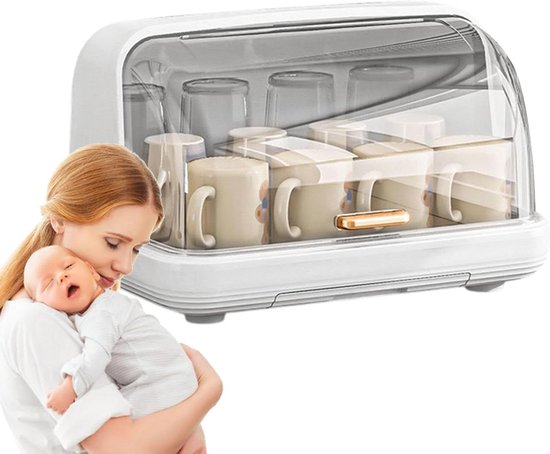 Flessendroger Baby - Flesdroger Organizer - Babyflessen Drogen - Met Deksel - 36x25x22.5 cm - Wit