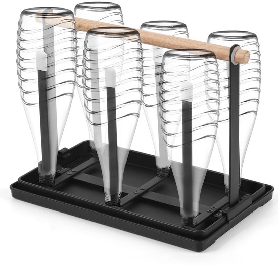 Flessenhouder en bekerhouder voor afdruiprek, metalen 6-flessenrek, droogrek met afdruiprek en flessendroger voor flessen en bekers.