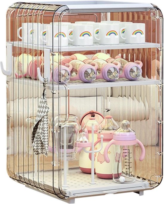 Flessenorganizer Kast - Opbergrek Babyflessen - Flessen Netjes Houden - Verstelbare Vakken - 395 x 25 x 24 cm - Doorzichtig